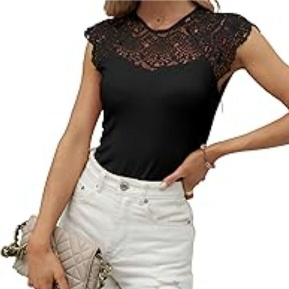 BRIXON IVY BLACK SHIRT WITH LACE DESIGN IN TOP - Picture 15 of 15